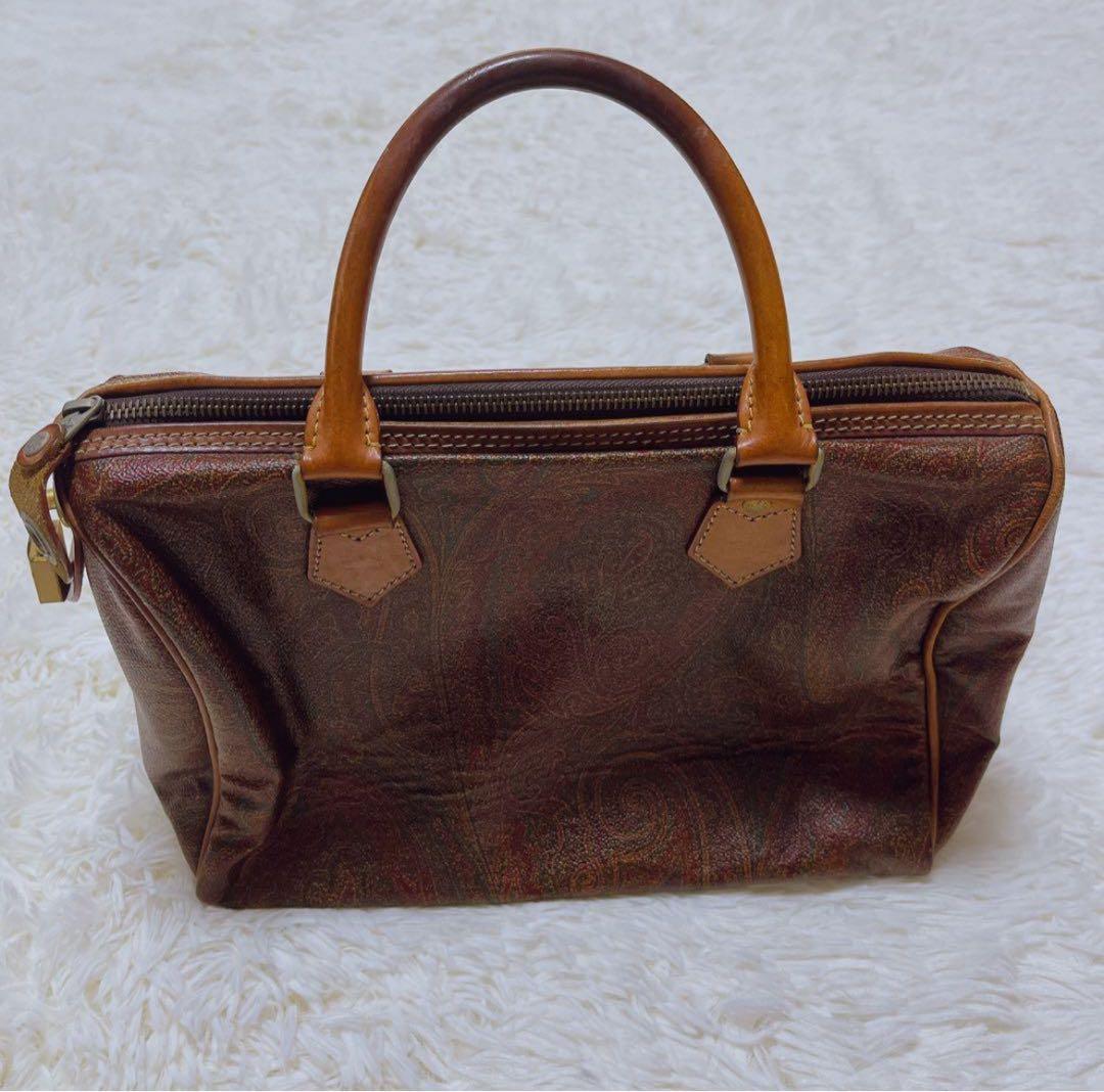 ✨美品【ETRO エトロ】ミニボストンバッグ/ペイズリー/PVC/レザー/旅行