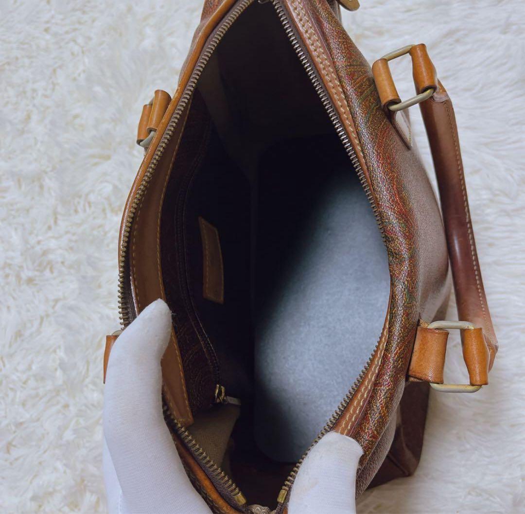 ✨美品【ETRO エトロ】ミニボストンバッグ/ペイズリー/PVC/レザー/旅行