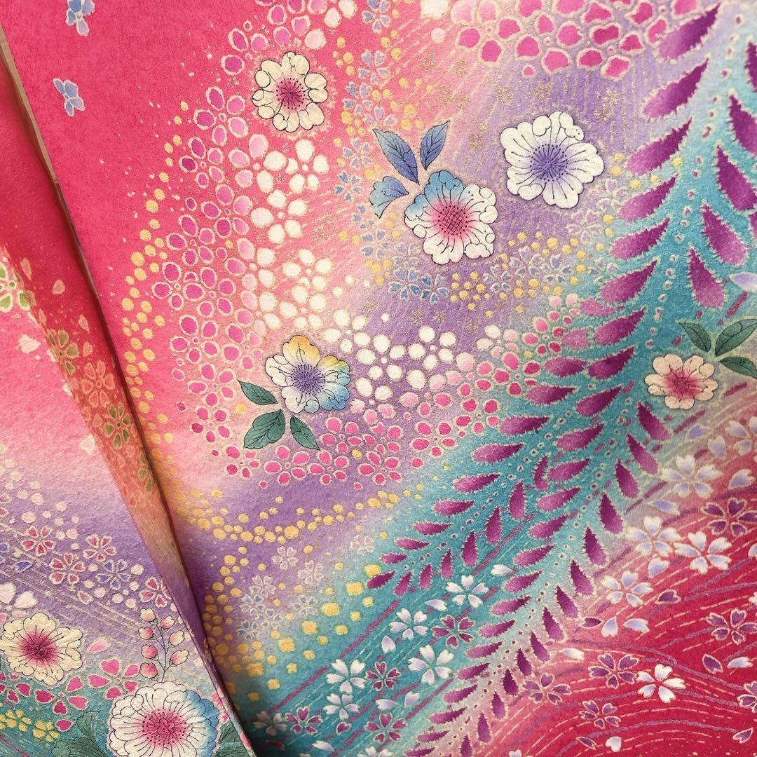 振袖　フルセット　辻が花　本加工　さが美　ピンク　可愛い　華やか　m3