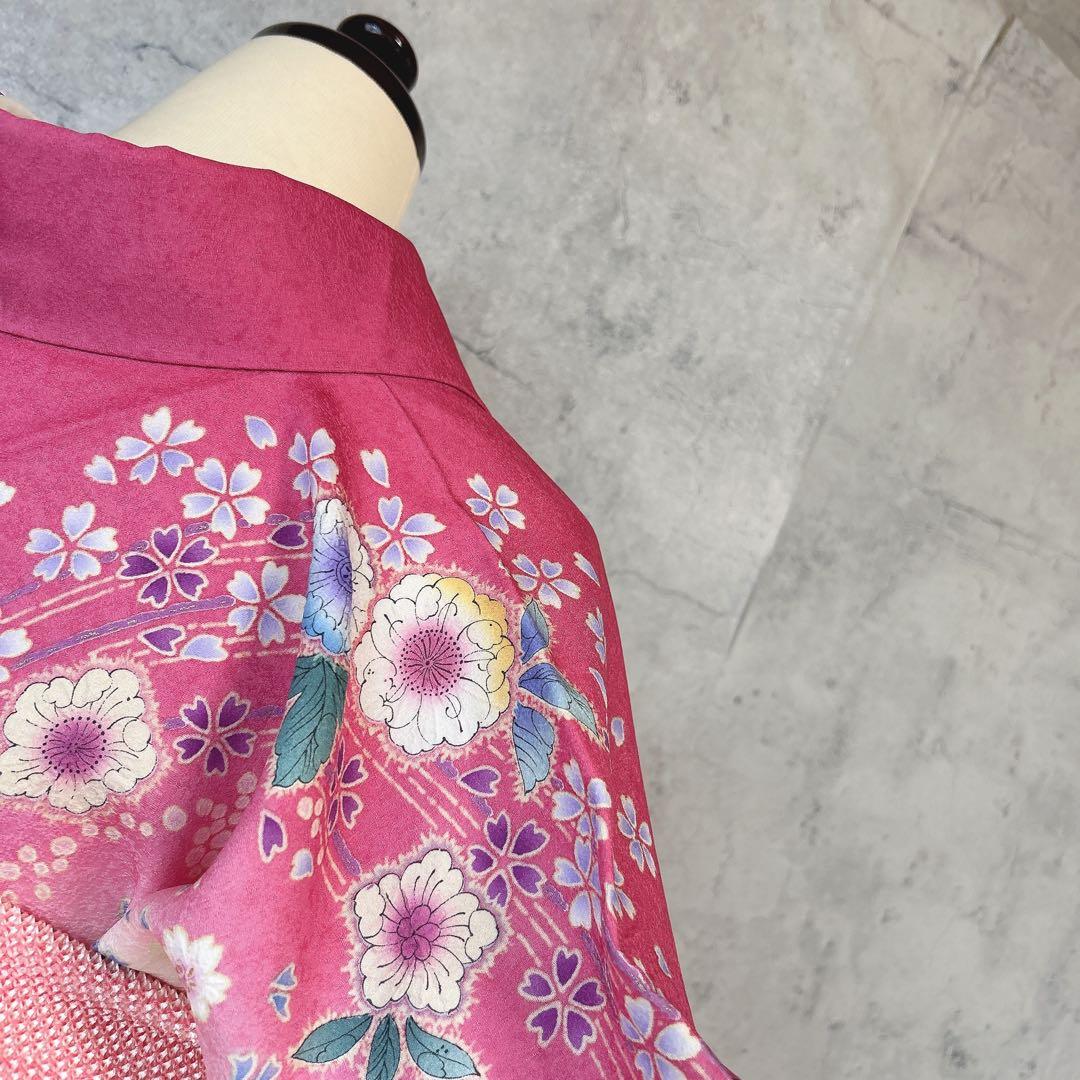 振袖　フルセット　辻が花　本加工　さが美　ピンク　可愛い　華やか　m3