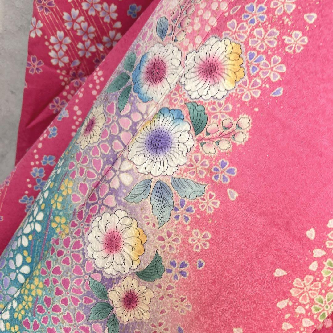 振袖　フルセット　辻が花　本加工　さが美　ピンク　可愛い　華やか　m3