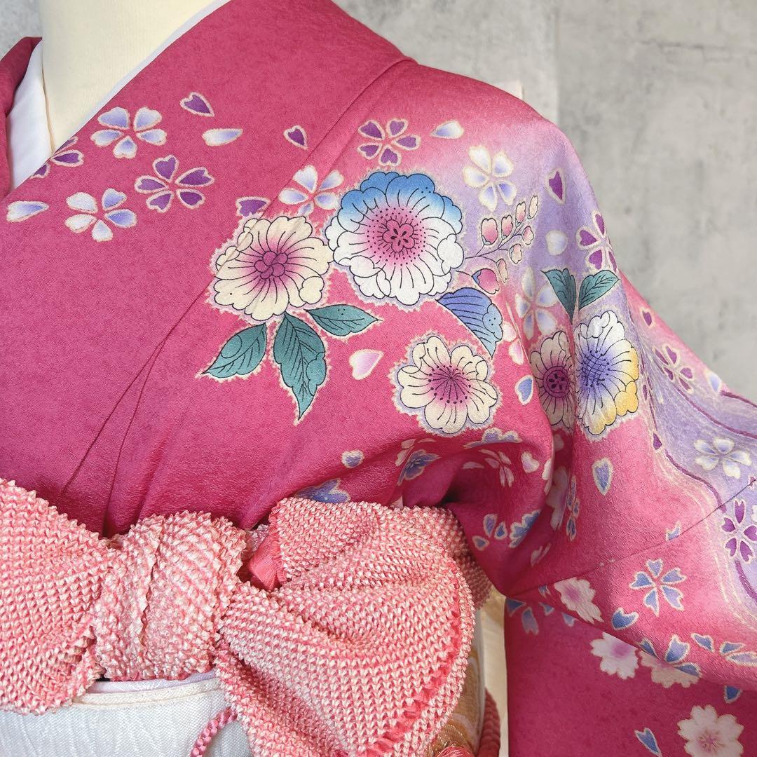 振袖　フルセット　辻が花　本加工　さが美　ピンク　可愛い　華やか　m3