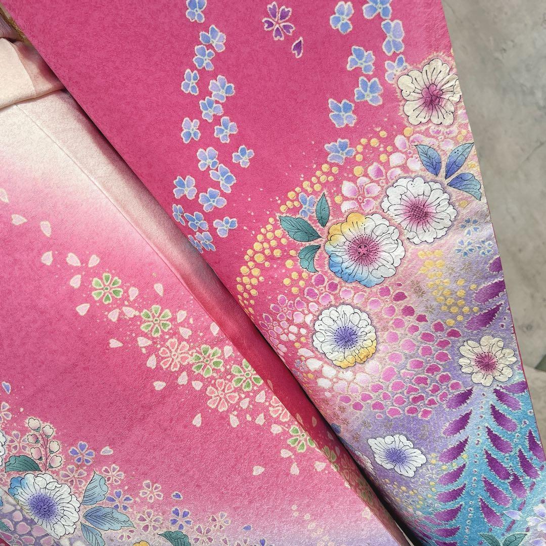 振袖　フルセット　辻が花　本加工　さが美　ピンク　可愛い　華やか　m3