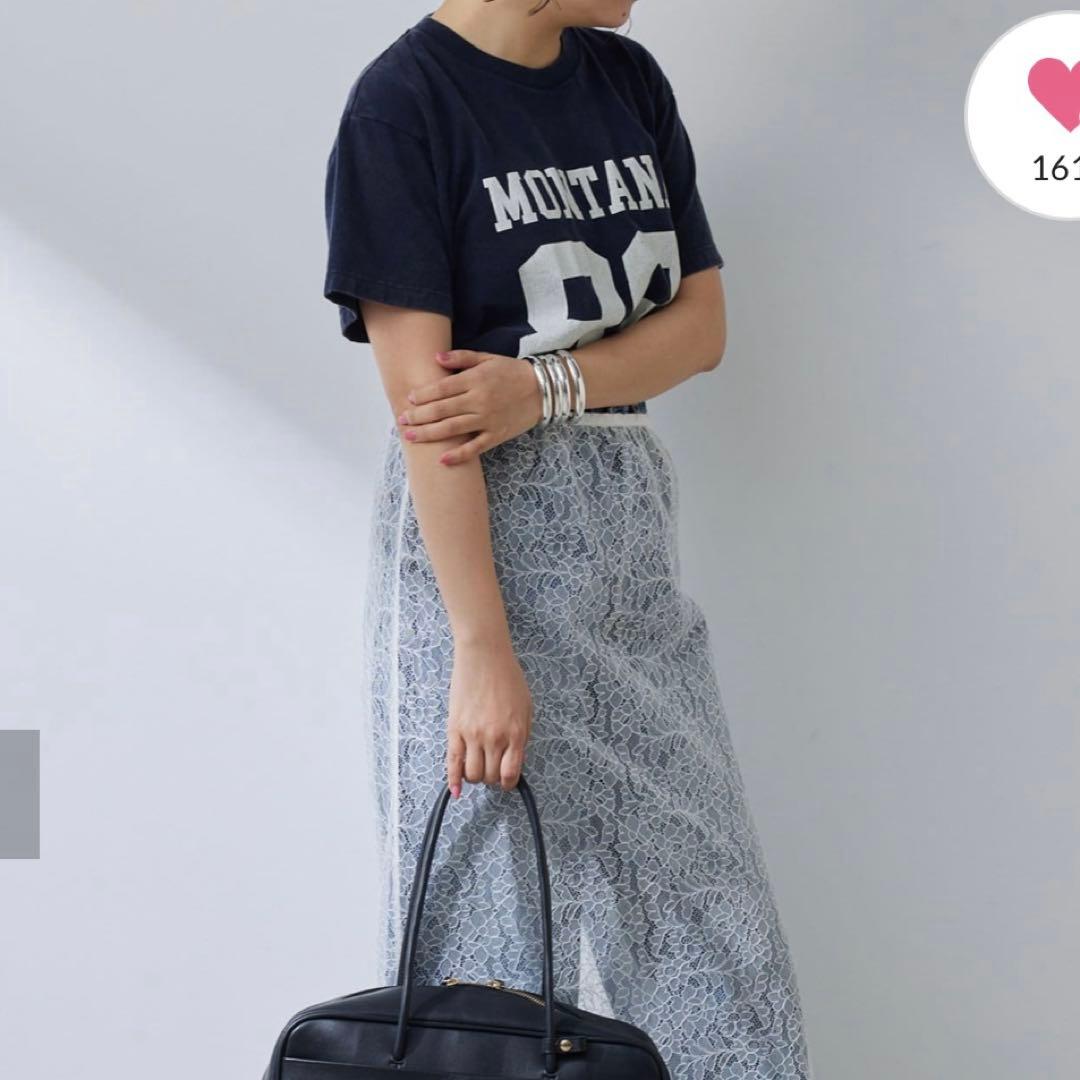 美品【Whim Gazette】ナンバリングTシャツ ネイビー フリー