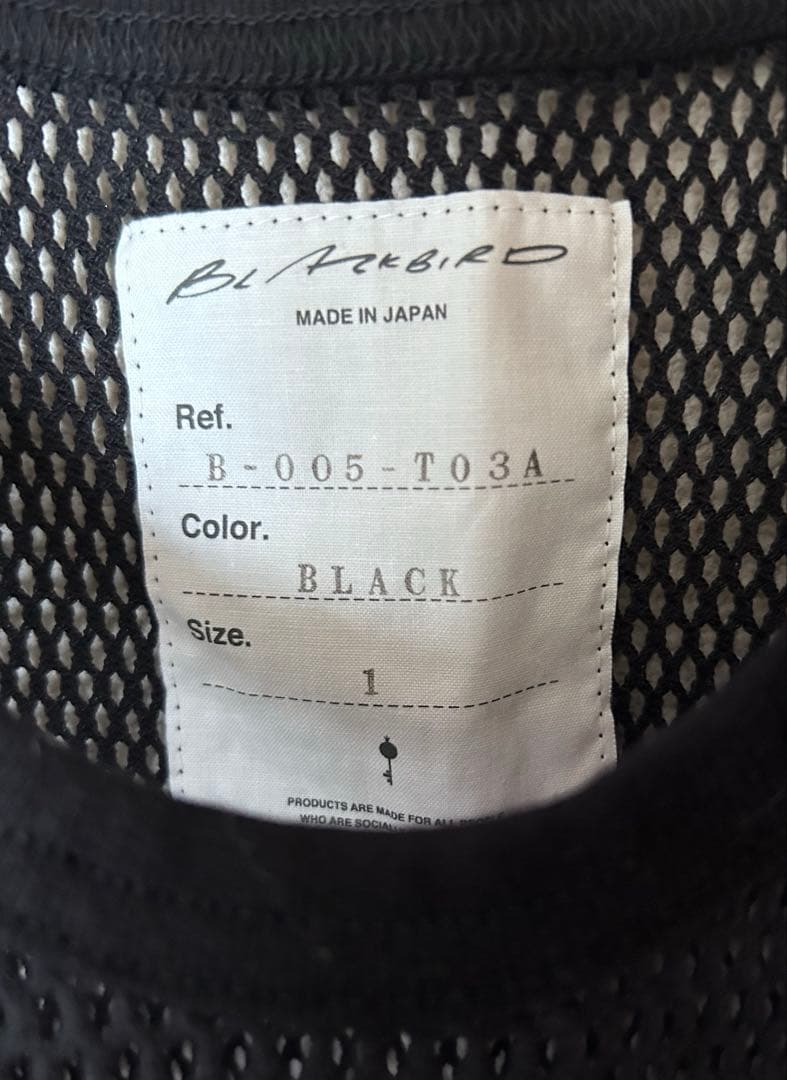 BLACKBIRD 25SS MESH TANK TOP BLACK サイズ1