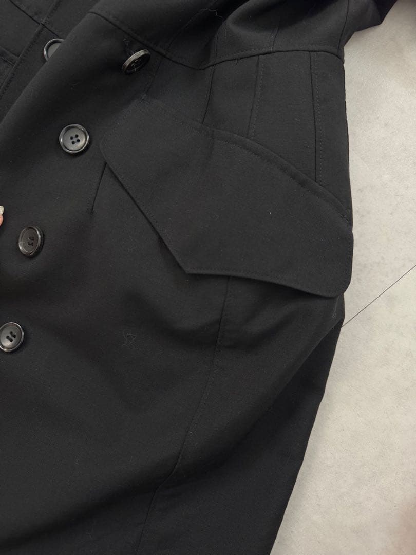 ブラックトレンチコート ダブルブレスト