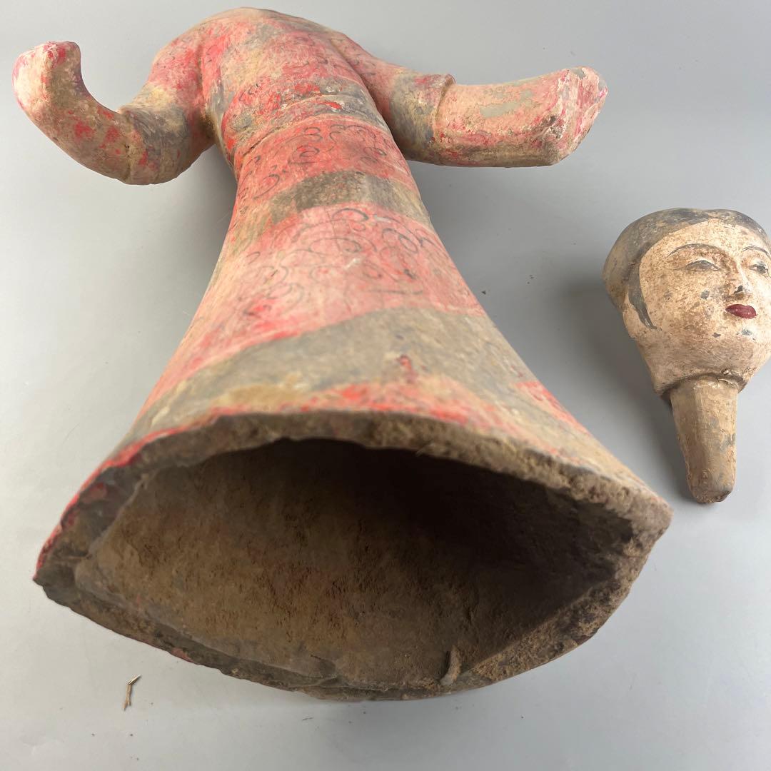 中国  漢女俑 立女俑 土器 彩陶 陶三彩 加彩 立像 女俑