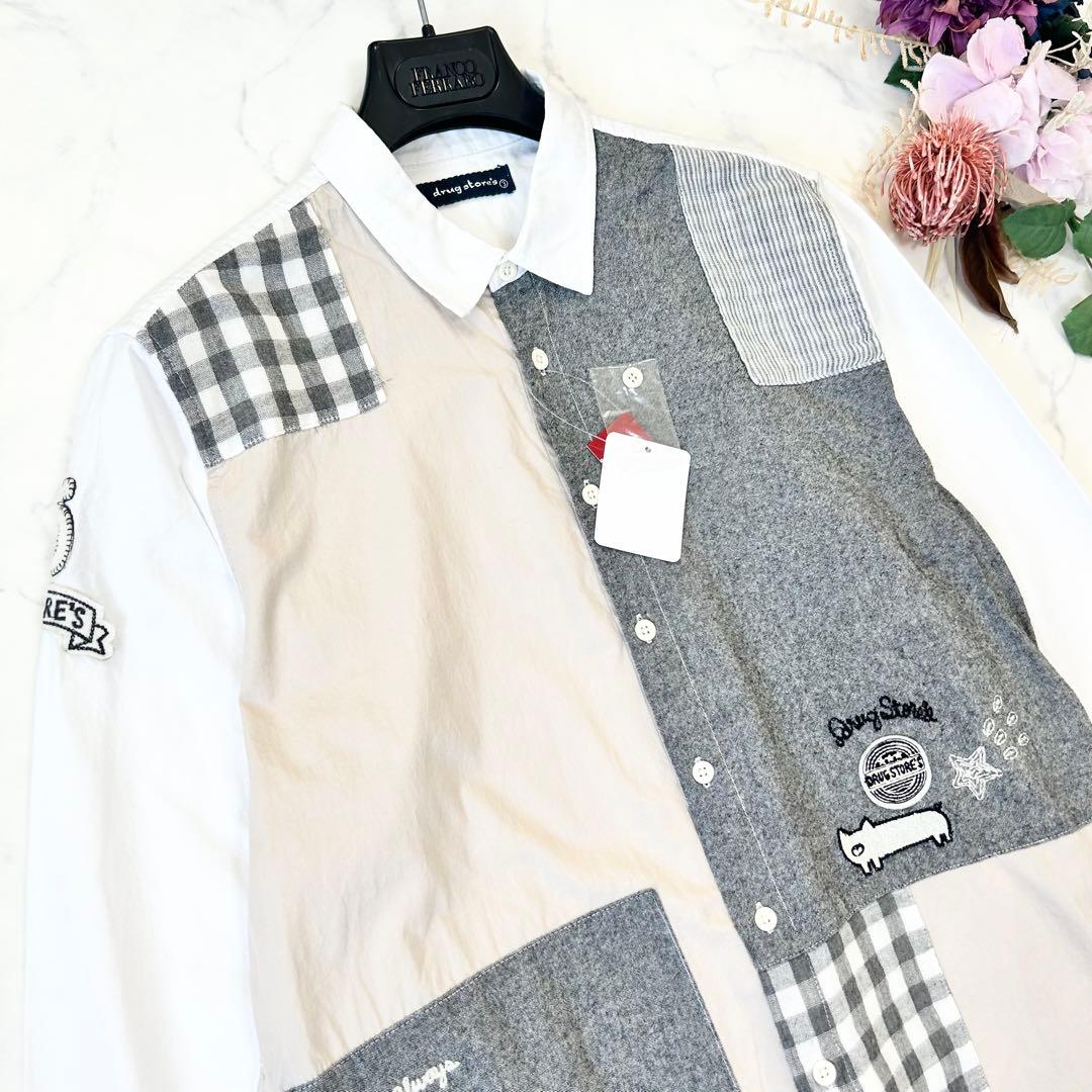 【新品】drug store's ドラッグストアーズパッチワークシャツワンピース