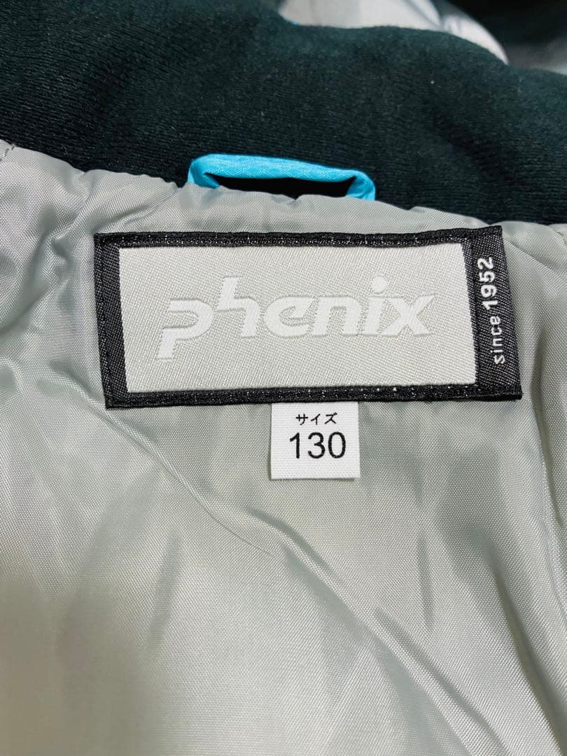 美品　phenix キッズ　スキーウェア　130 白　水色　花　ターコイズブルー