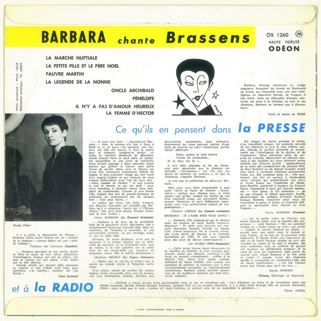 仏ODEON OS-1260　「ブラッサンスを歌う」　バルバラ　BARBARA