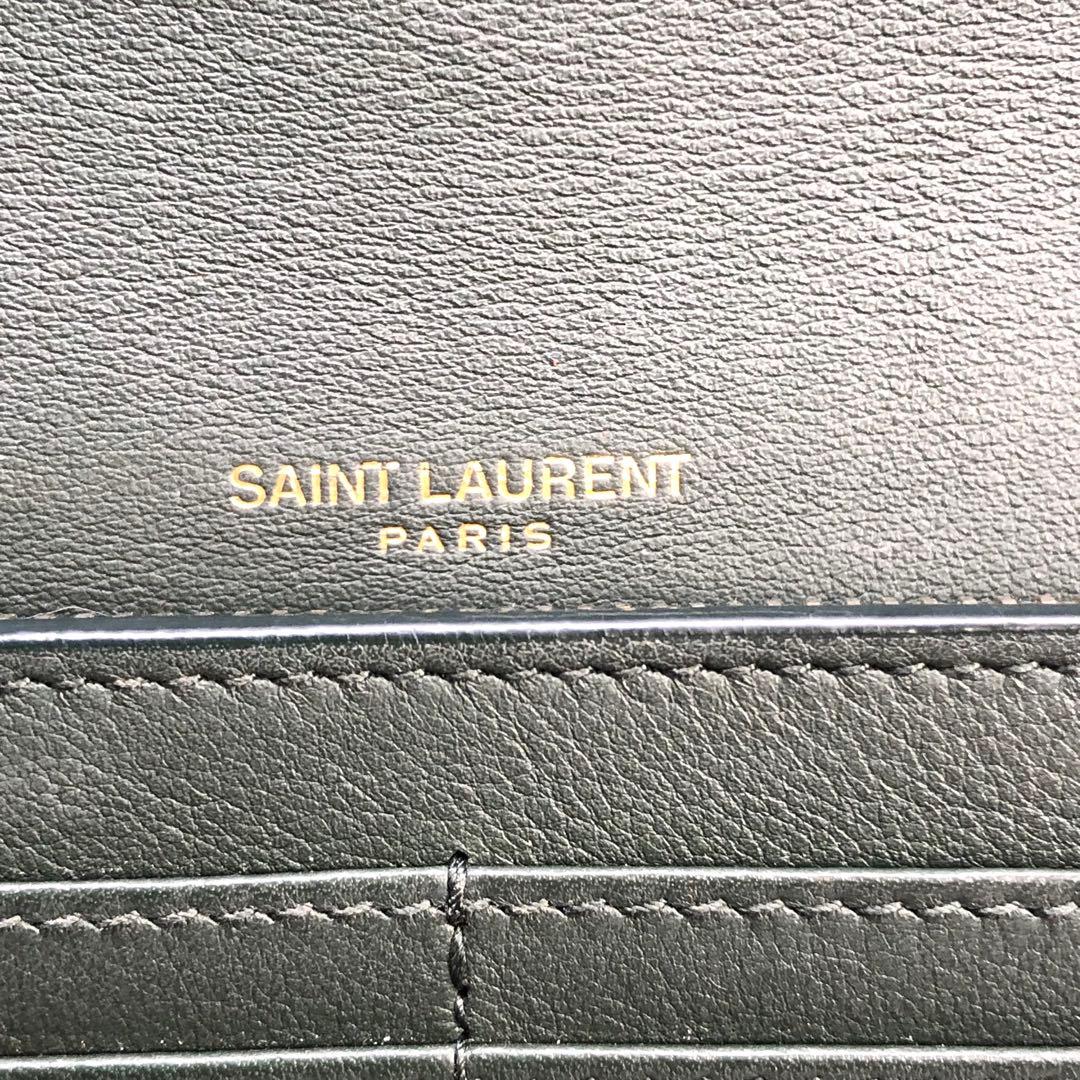 サンローラン 長財布 フラップウォレット ダークグリーン YSL カサンドラ