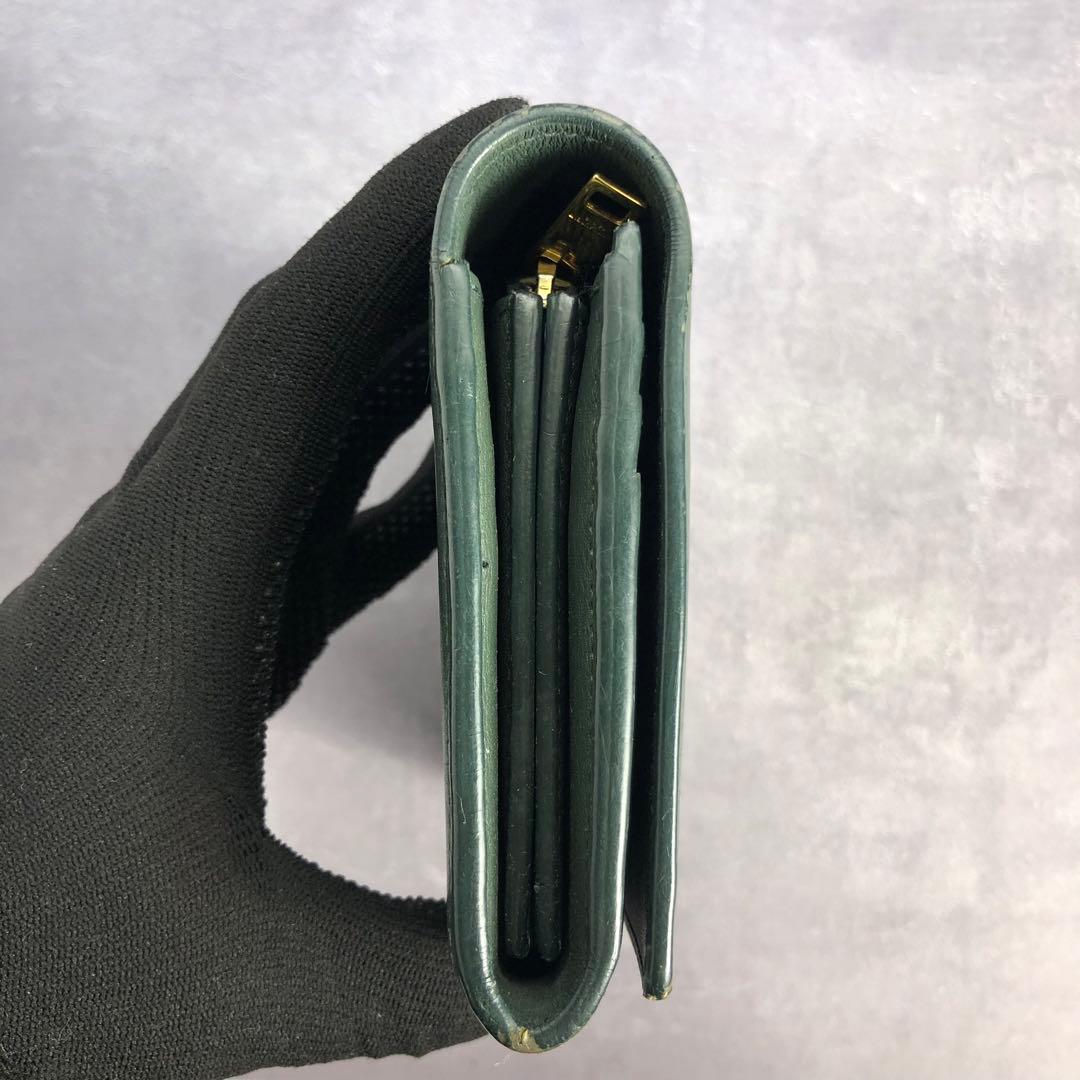 サンローラン 長財布 フラップウォレット ダークグリーン YSL カサンドラ
