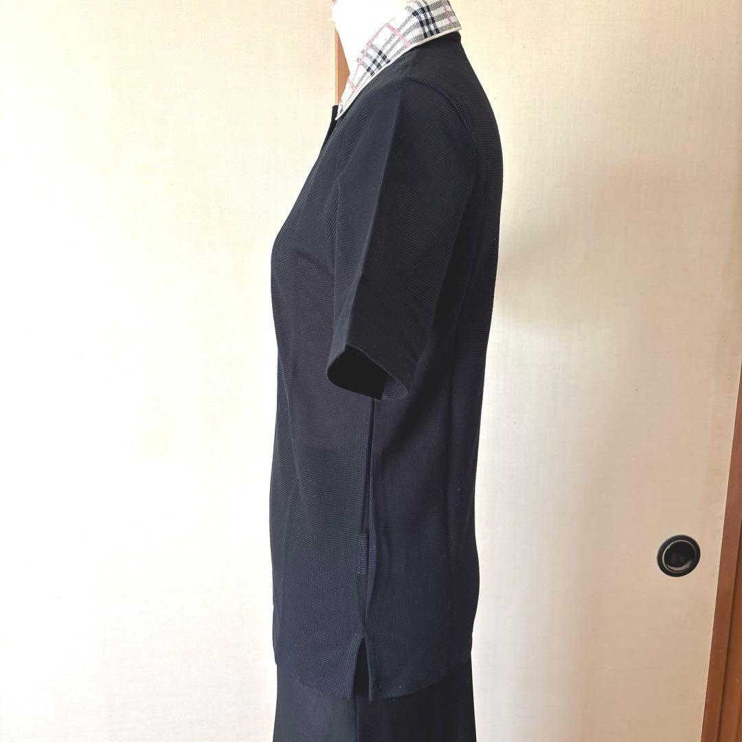 新品　バーバリーBURBERRYGOLFブラック 半袖ポロシャツ チェック襟