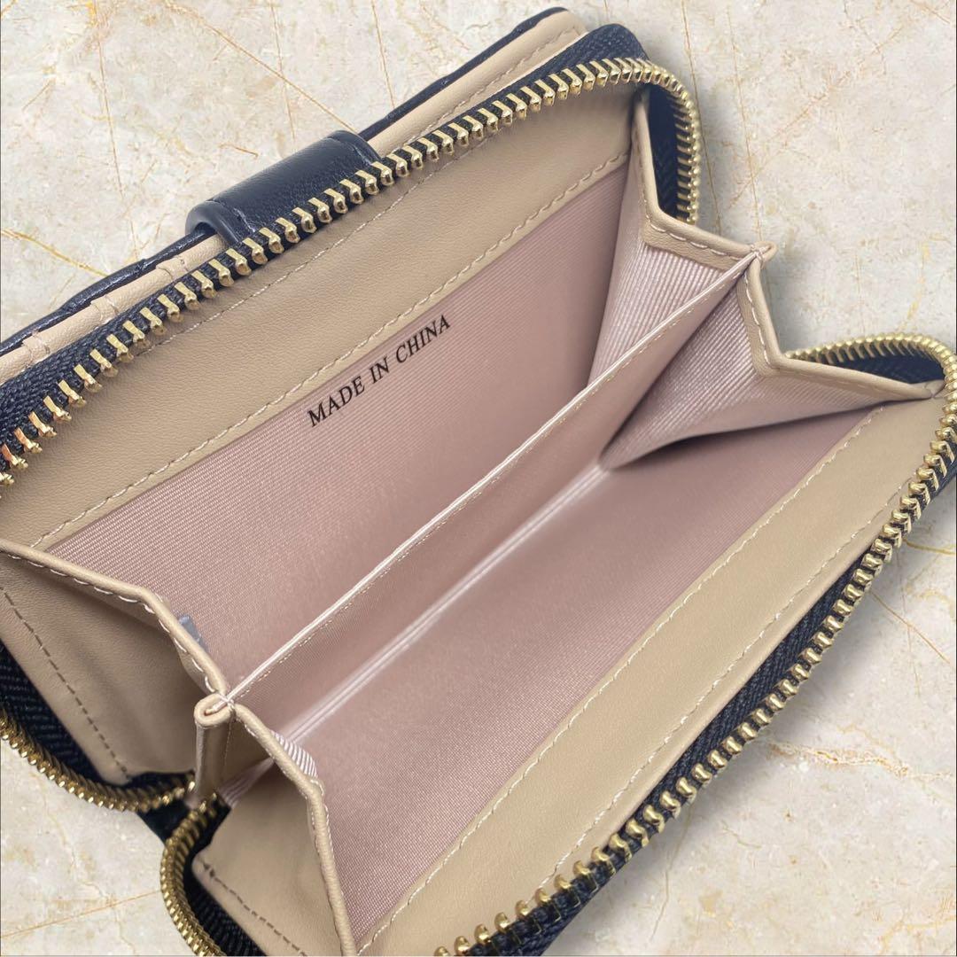 JILL STUART 二つ折り財布 ブラック クロスJキルト 財布 黒 ジップ