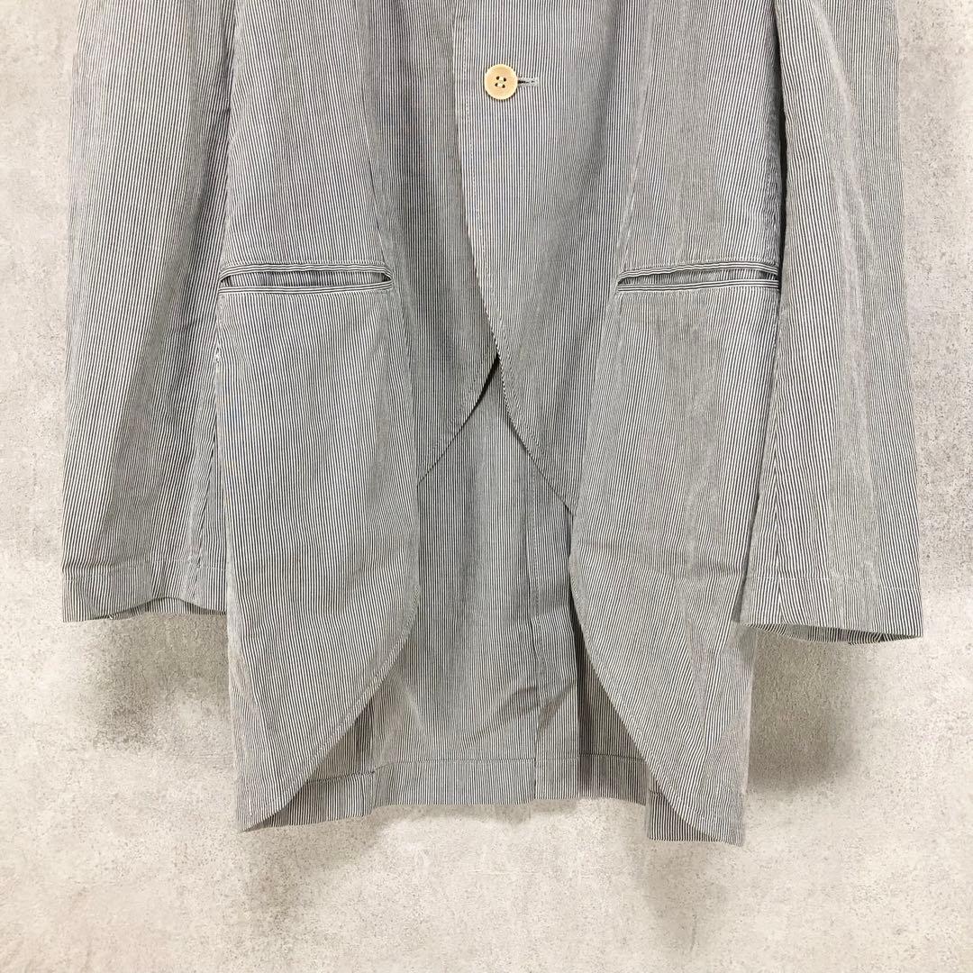 Y's ワイズ ストライプ 薄手ジャケット グレー 白 ホワイト