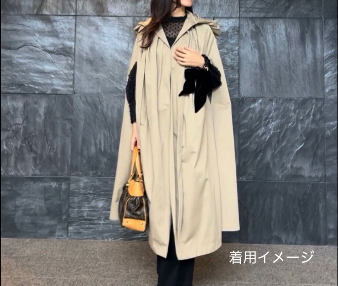 【⭐︎新品⭐︎】Fateベージュ ケープスタイルコート フード付き