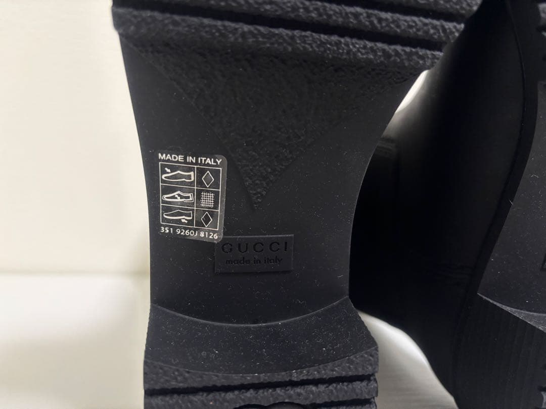 未使用 GUCCI ブラック GGマーモント ラバーレインブーツ