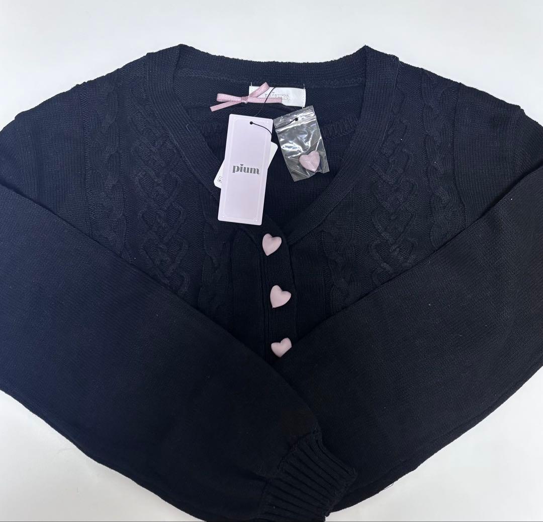 ❤︎お値下げ可！完売品！pium ケーブルカーディガン×キャミセット　ブラック❤︎
