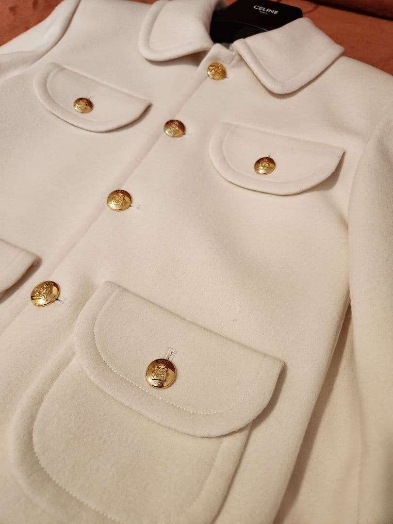 CELINE ホワイトジャケット ゴールドボタン