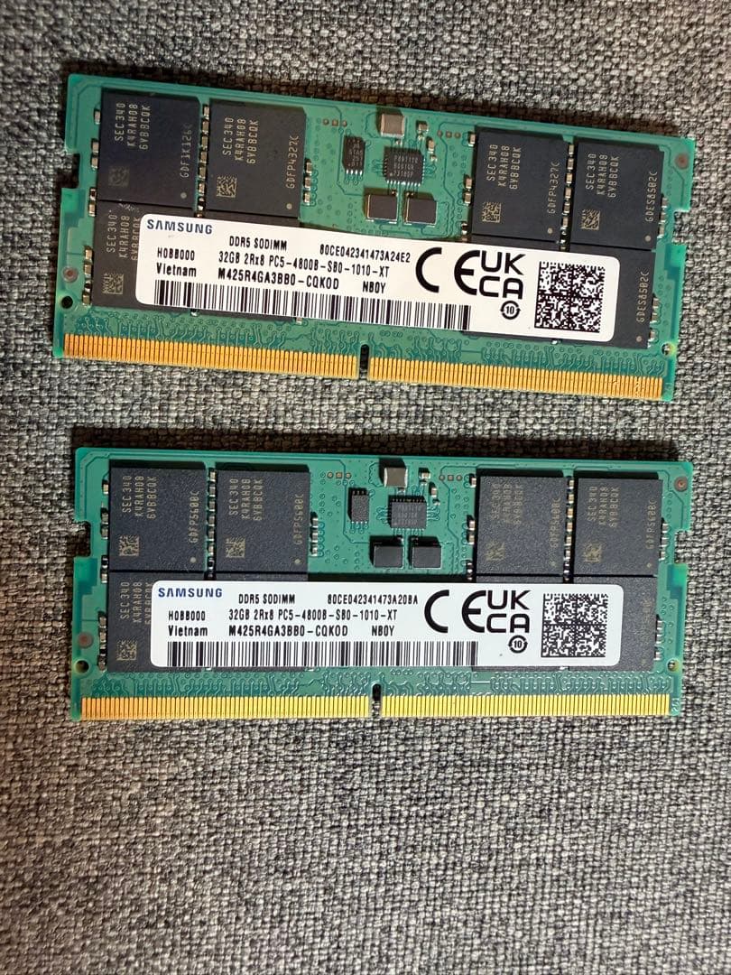 DDR5 4800MHz 64GBメモリー　32GB 2枚セット　Samsung