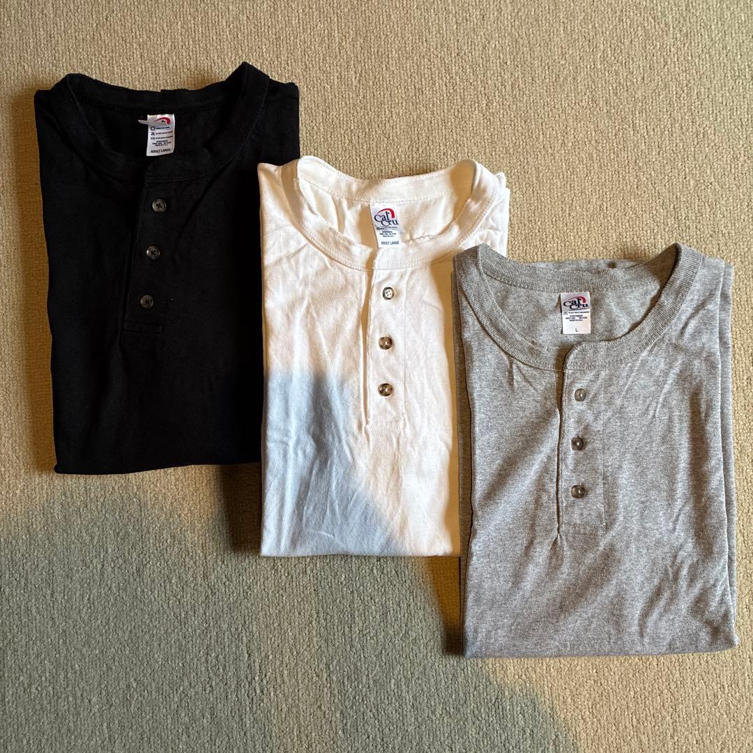 Cal Cru ヘンリーネックTシャツ　3枚セット　全てLサイズ　アメリカ製