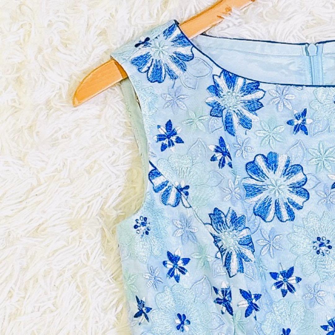 【美品✨】　TOCCA トッカ　刺繍ワンピース 花柄 ブルー 4 XL レース