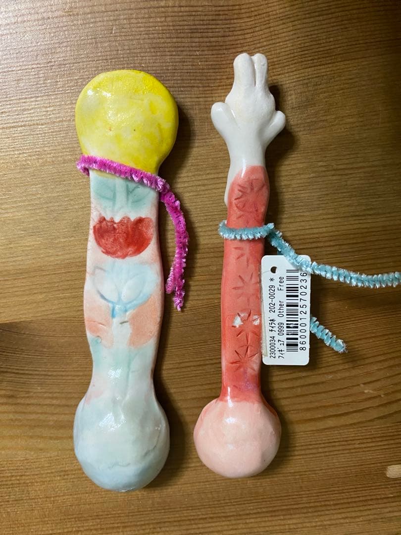 チイラボ　cyilabo ハンドメイド　陶芸　スプーン　うさぎ　ひまわり？