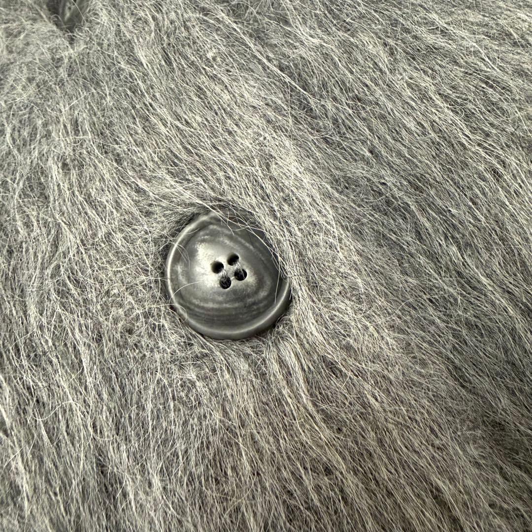 NOBLE アルパカ混シャギーショートカーデ グレー ニットカーディガン