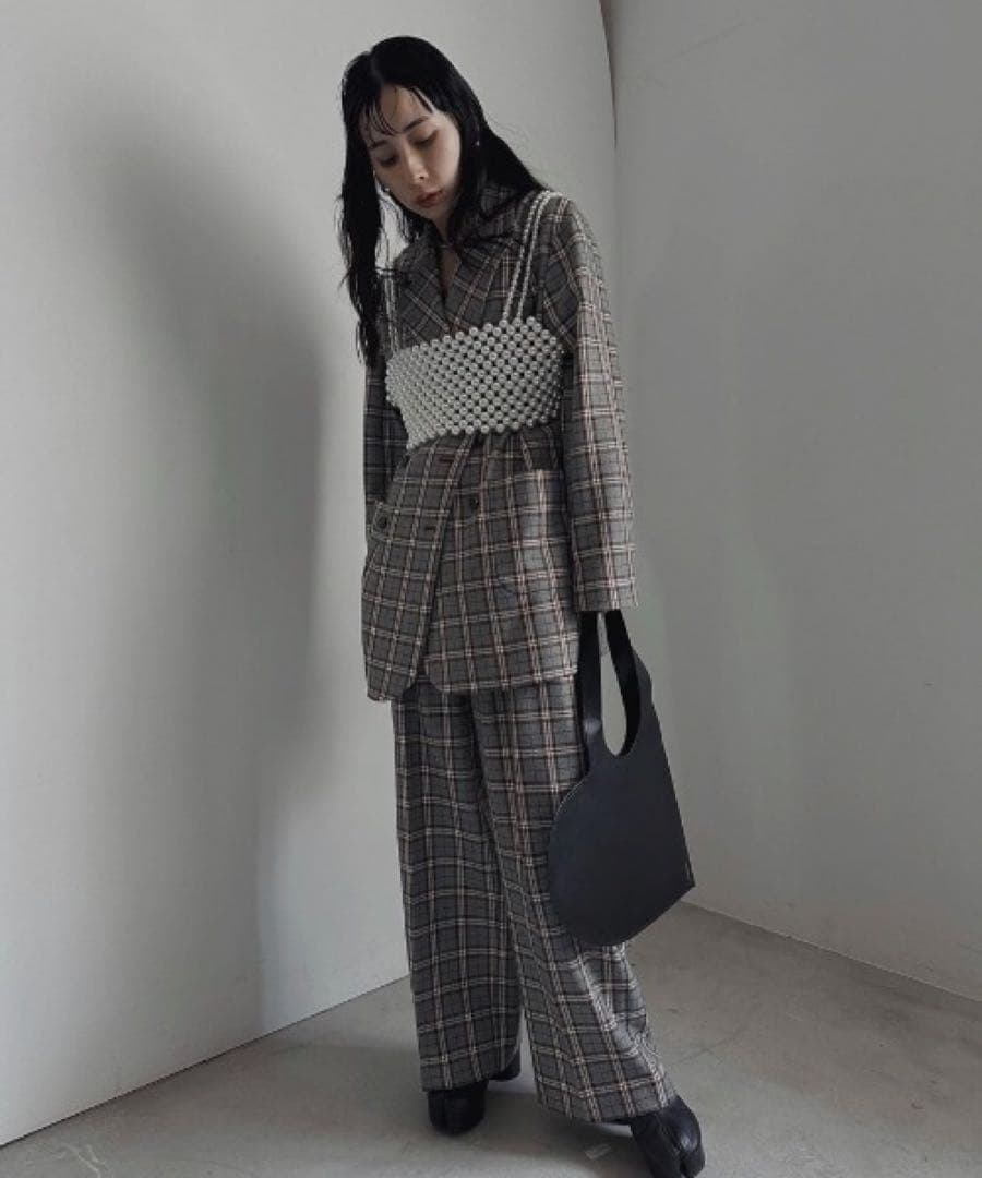 美品 NOTCHED LAPEL CHECK DOUBLE JACKET