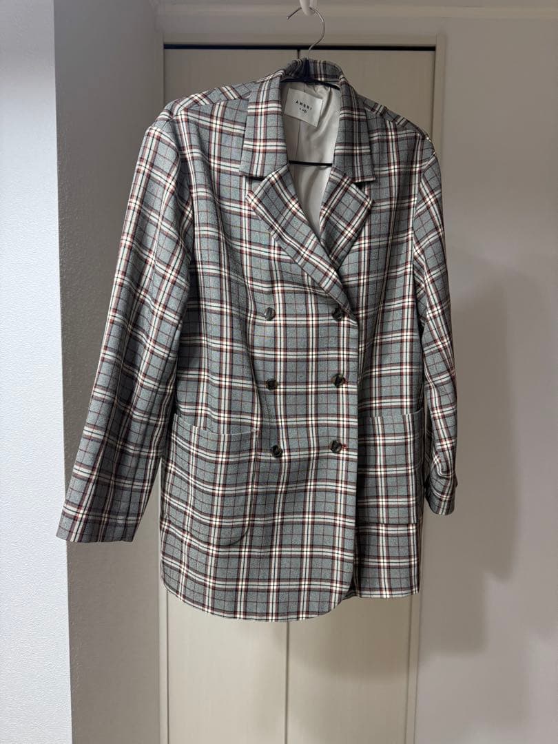 美品 NOTCHED LAPEL CHECK DOUBLE JACKET