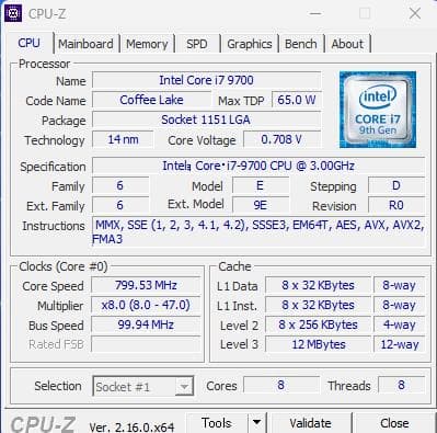 Intel Core i7 9700 CPU 【動作確認済】02