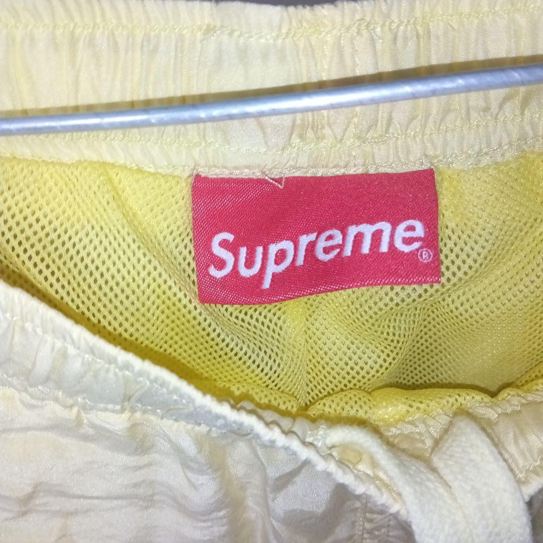 supreme トラックパンツ　S　黄色✕白　シルク製