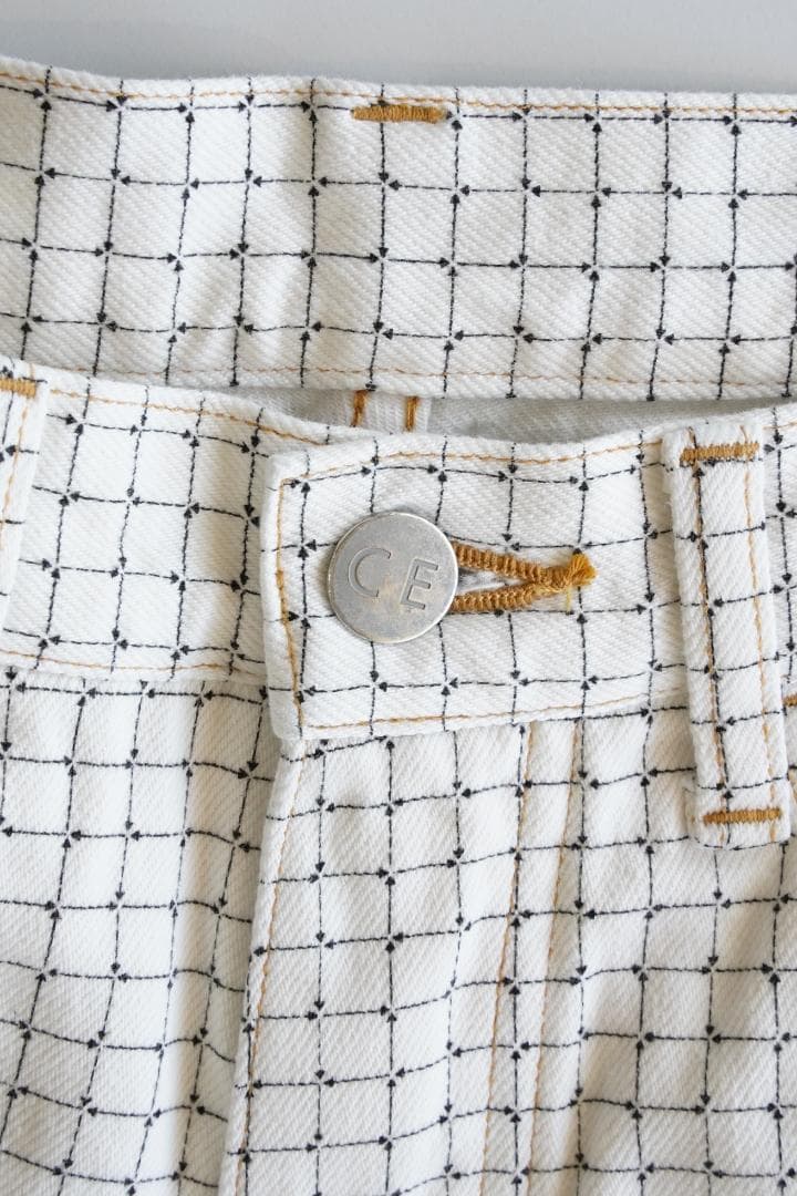 C.E 24SS WHITE GRID CHECK PANTS 白 M 未使用