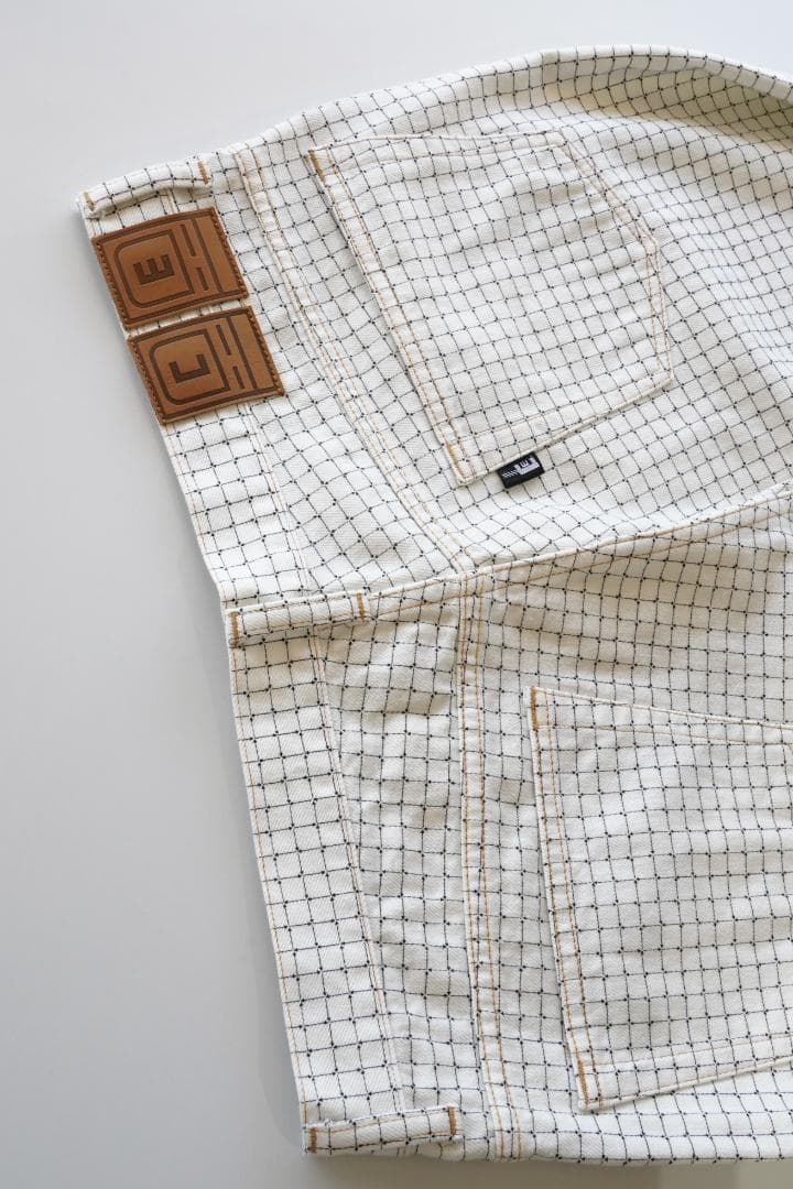 C.E 24SS WHITE GRID CHECK PANTS 白 M 未使用
