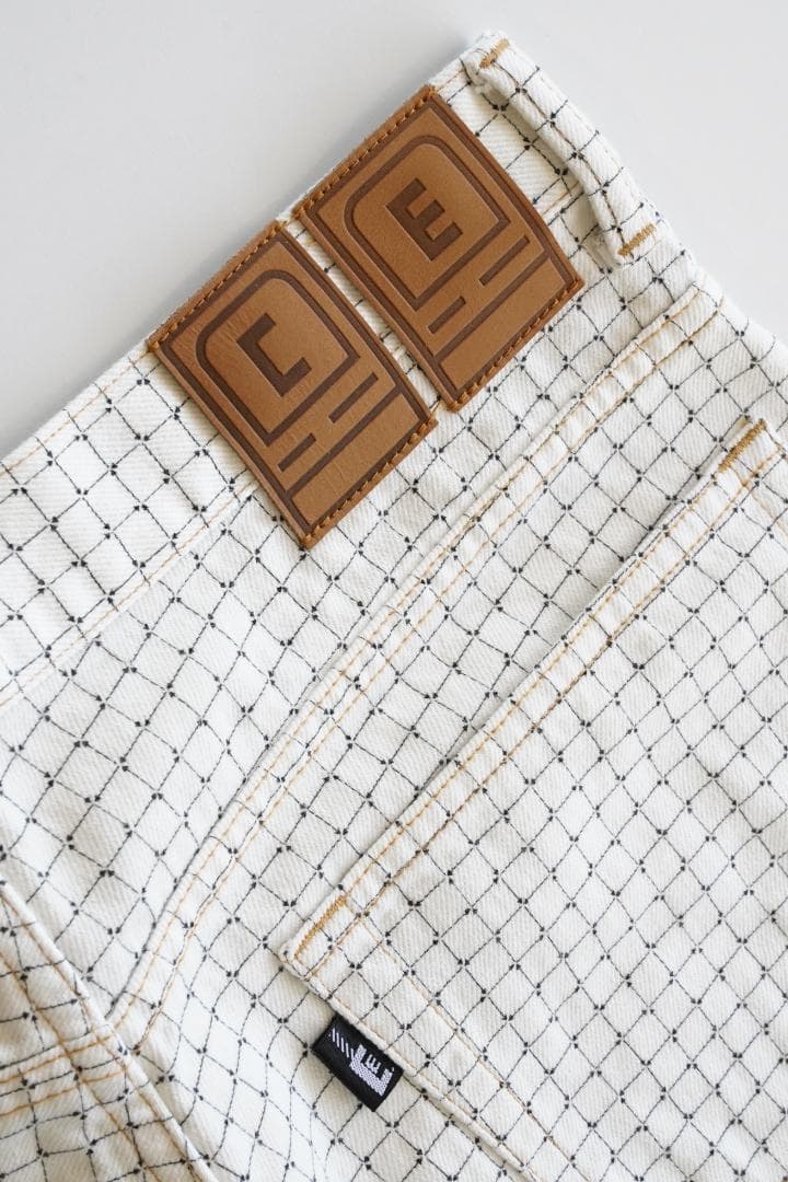 C.E 24SS WHITE GRID CHECK PANTS 白 M 未使用