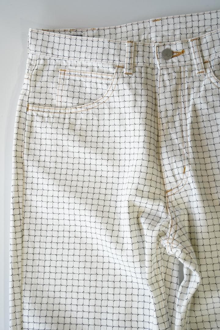 C.E 24SS WHITE GRID CHECK PANTS 白 M 未使用