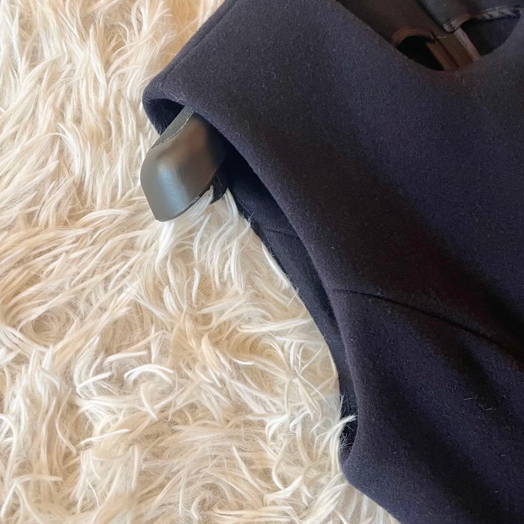 美品✨ ヨーコチャン パール Aライン ワンピース ドレス ネイビー 38