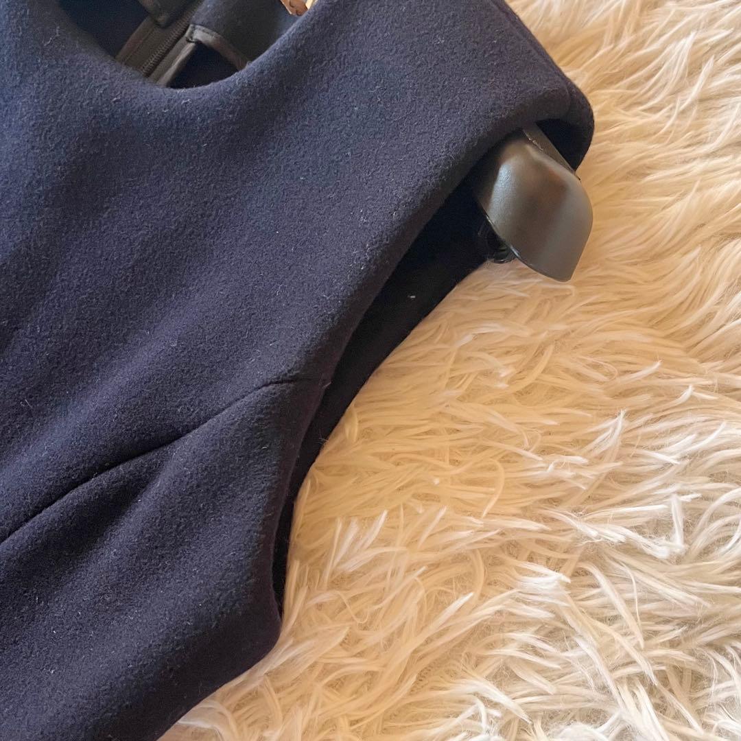 美品✨ ヨーコチャン パール Aライン ワンピース ドレス ネイビー 38