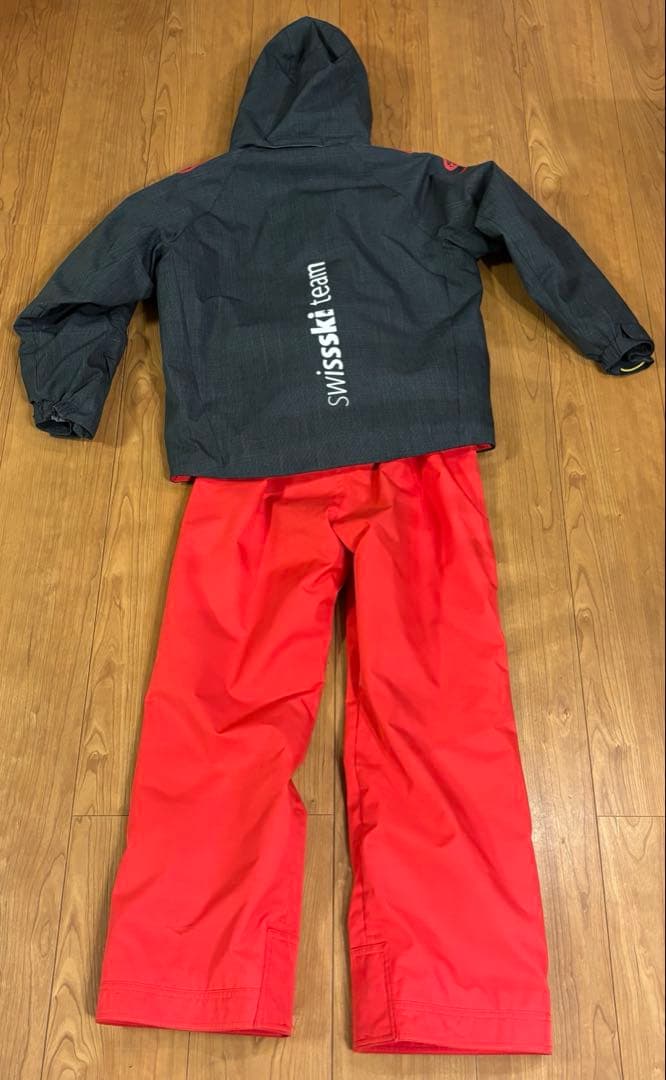 DESCENTE 子ども用スキーウェアセット 12/140 グレー/レッド