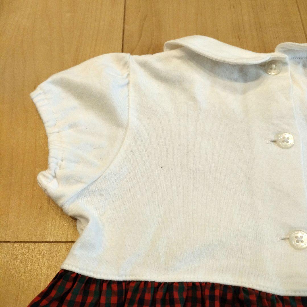 【美品】familiar　赤チェック　ワンピース　サイズ90