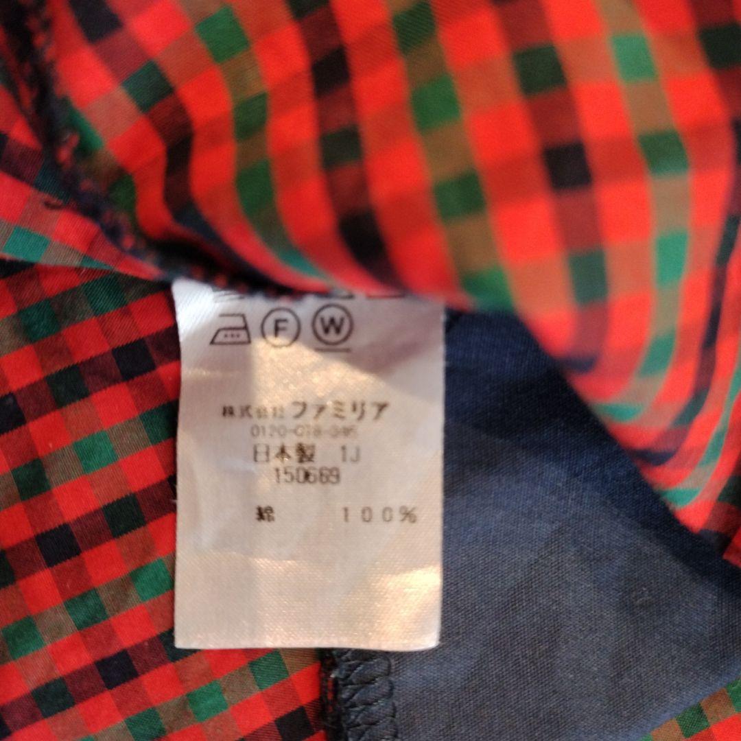 【美品】familiar　赤チェック　ワンピース　サイズ90