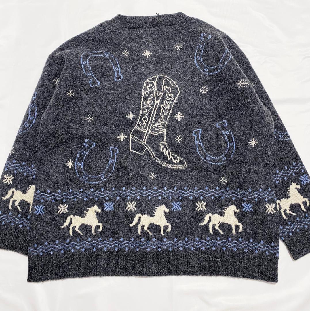 新品 ZARA ジャカードニットボタンカーディガン L