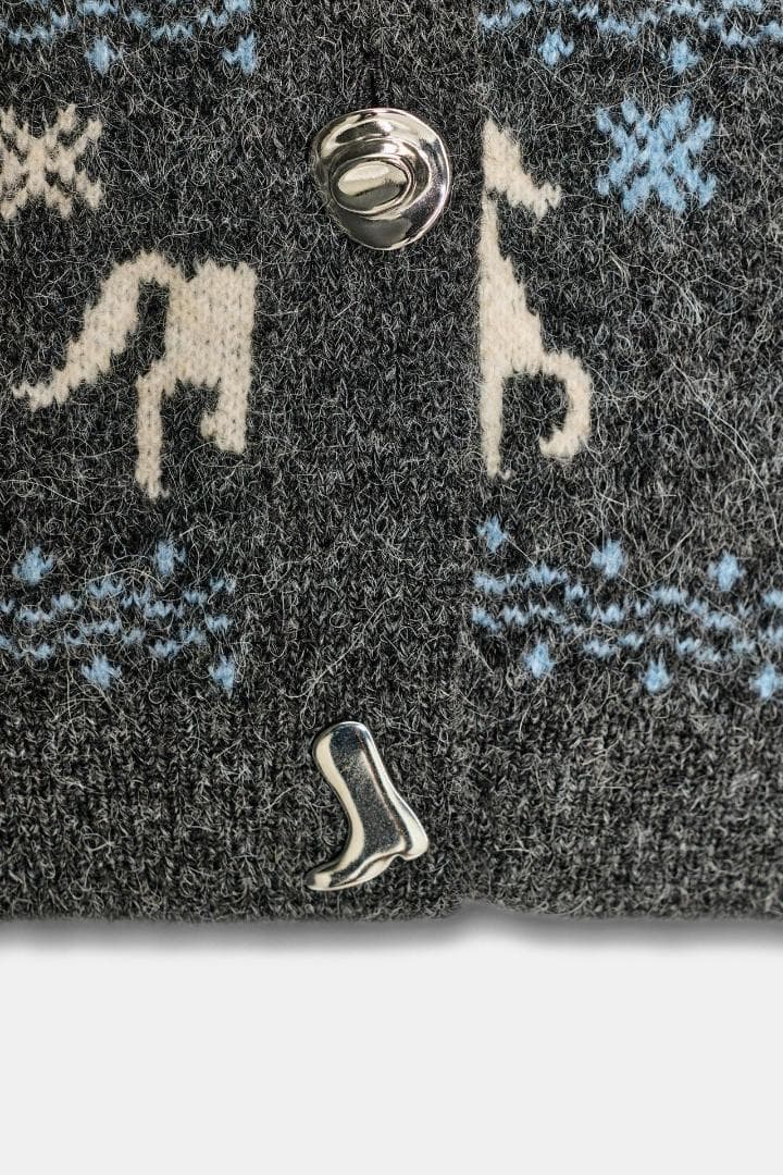 新品 ZARA ジャカードニットボタンカーディガン L