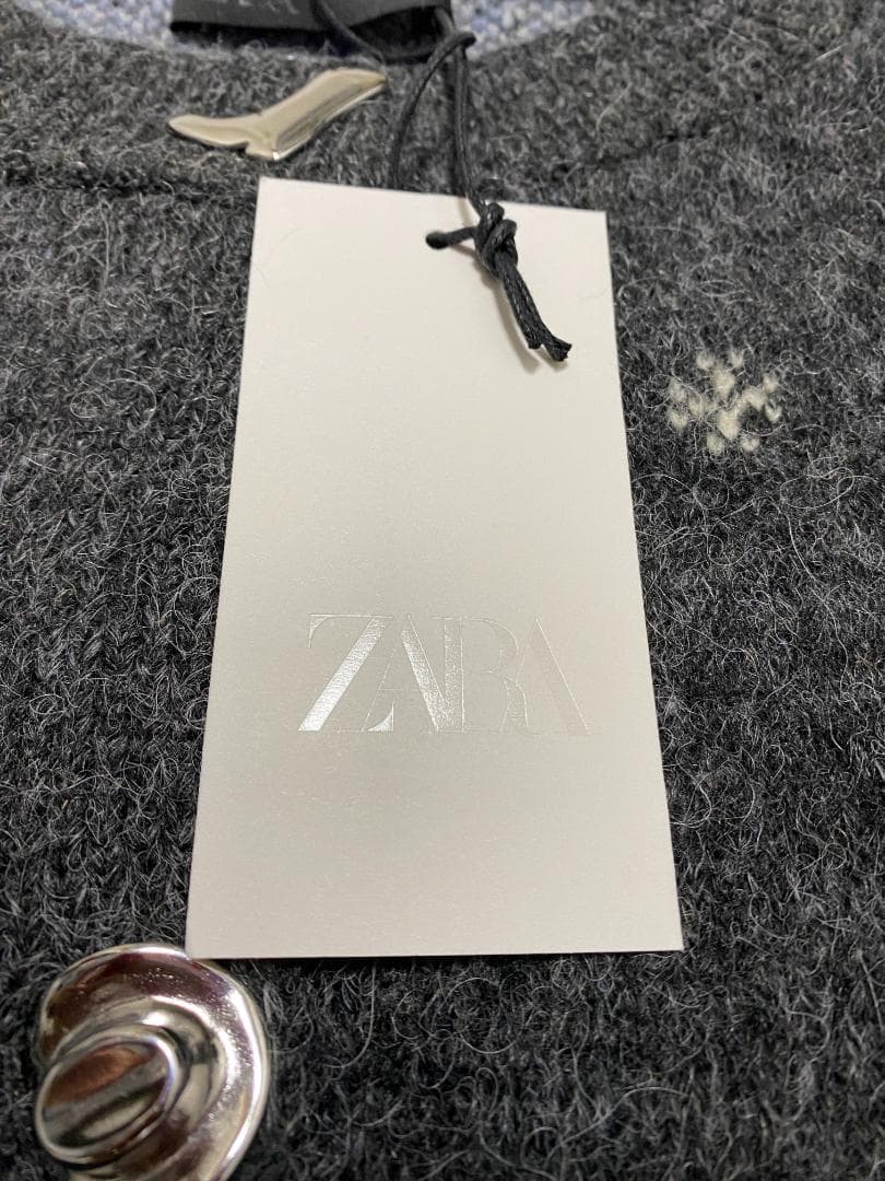 新品 ZARA ジャカードニットボタンカーディガン L