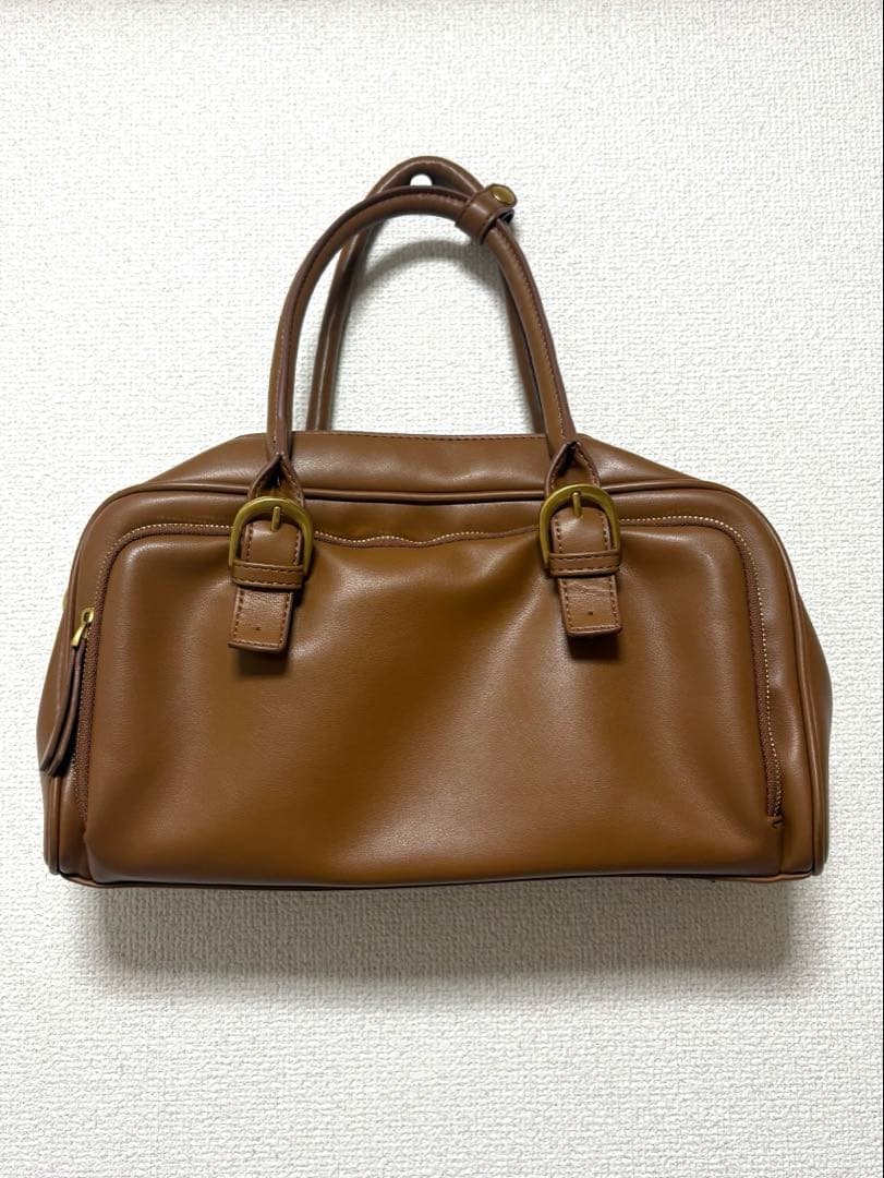 最安値　ZARA ブラウン レザー ボストンバッグ　お値下げ不可