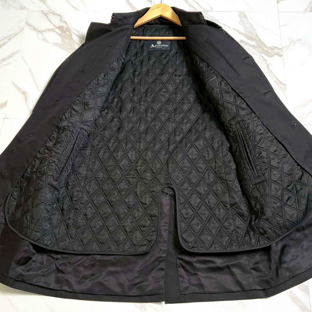 近年・美品　アクアスキュータム　トレンチコート　2wayライナー付　ブラック　L
