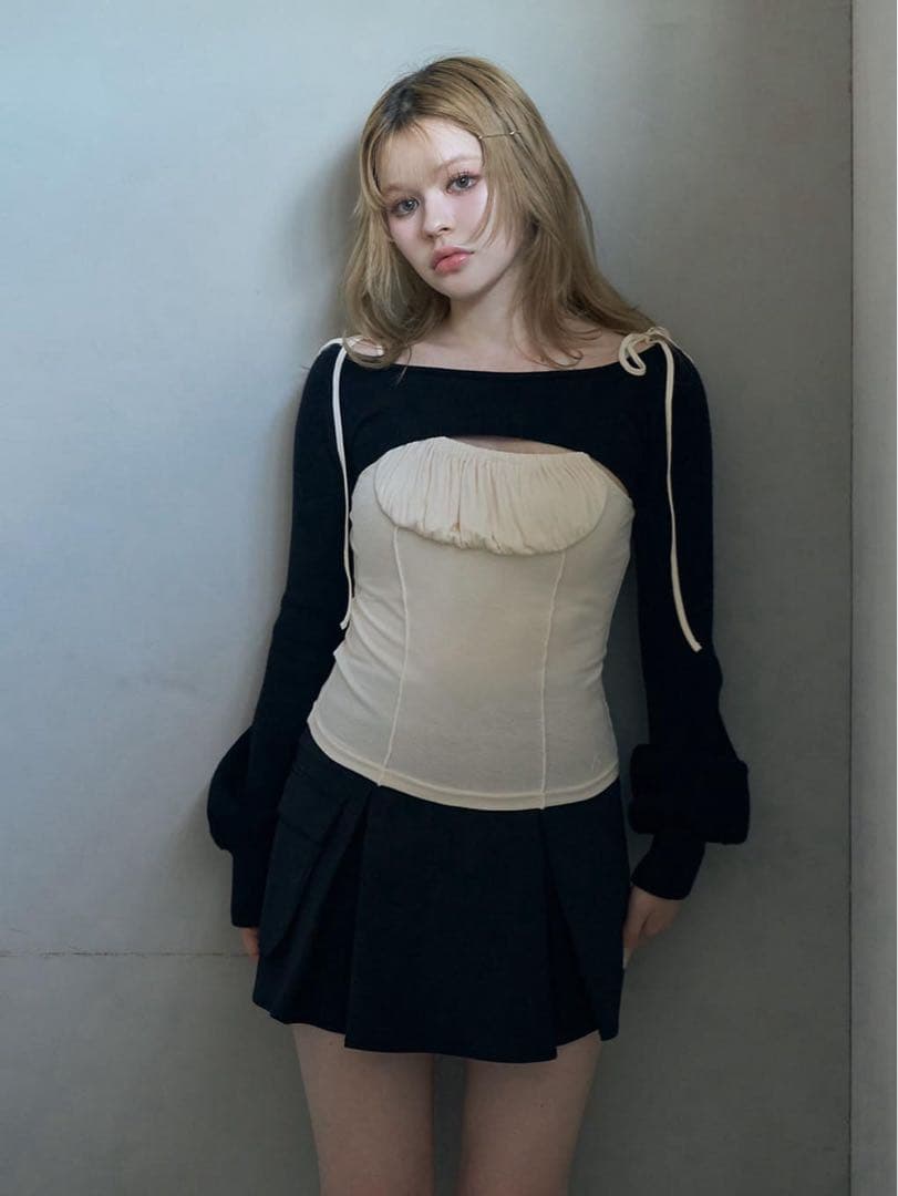 ANDMARY アンドマリー　Sophia layered tops ブラック