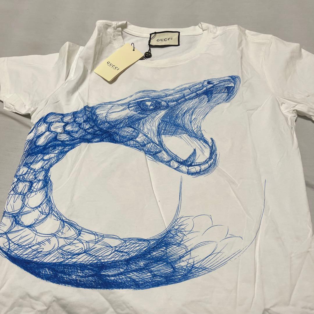 GUCCI 蛇イラスト Tシャツ ホワイト