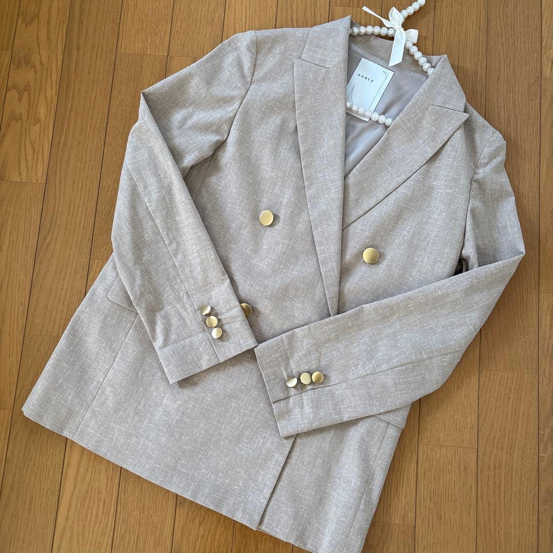 【美品】再値下げNOBLE麻ストレッチピークドラペルダブルジャケット3/22まで