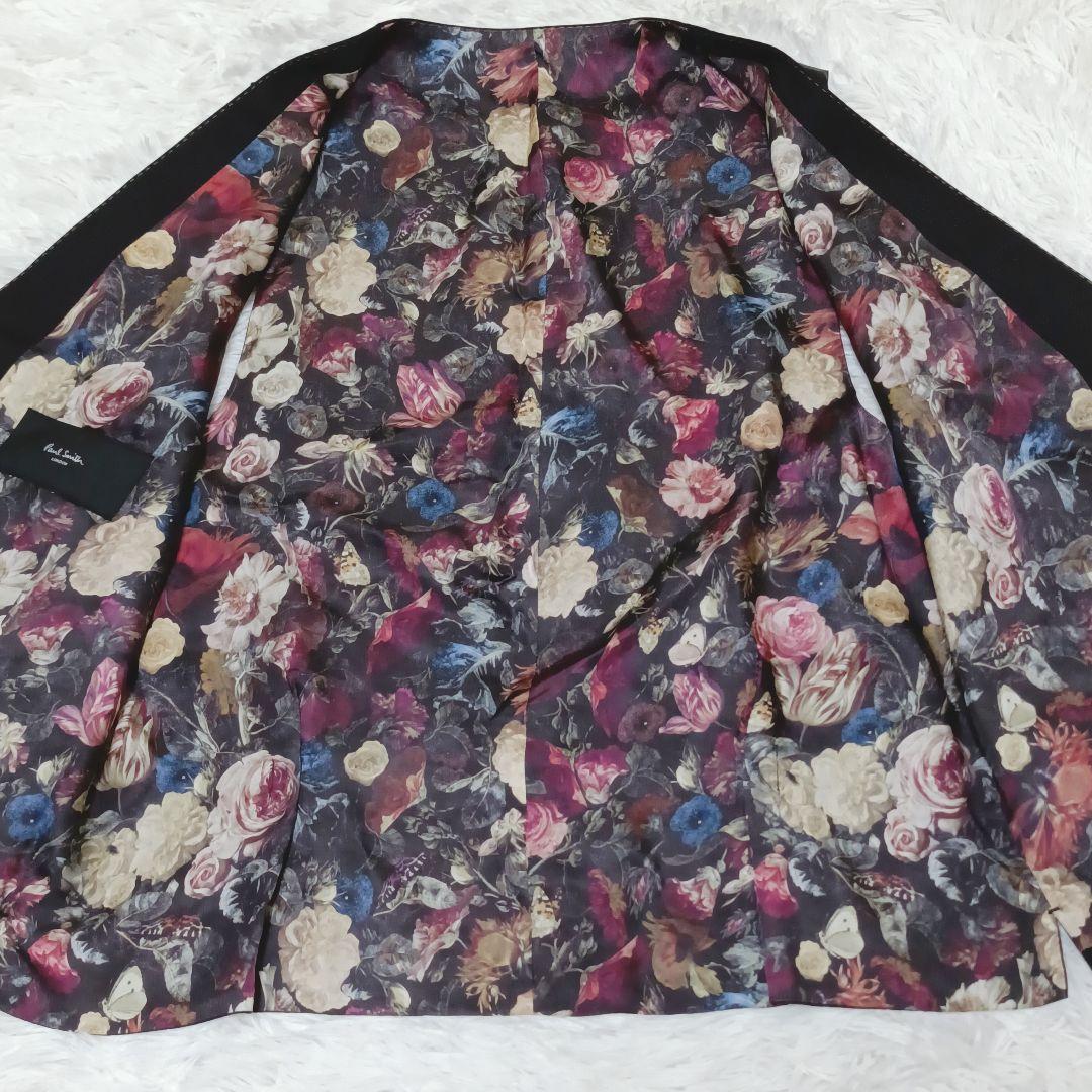美品✨ポールスミス ベスト 花柄 大きいサイズ 総柄 シルク混 ブラック 薔薇